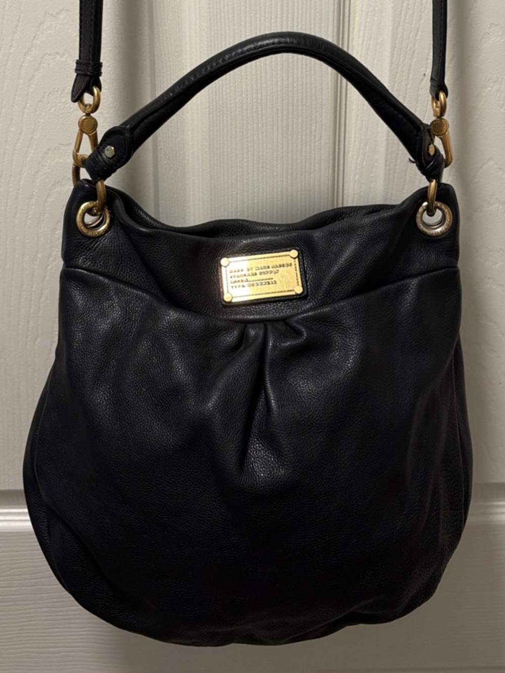 Marc by Marc Jacobs Black Leather Hobo with Gold Plaque